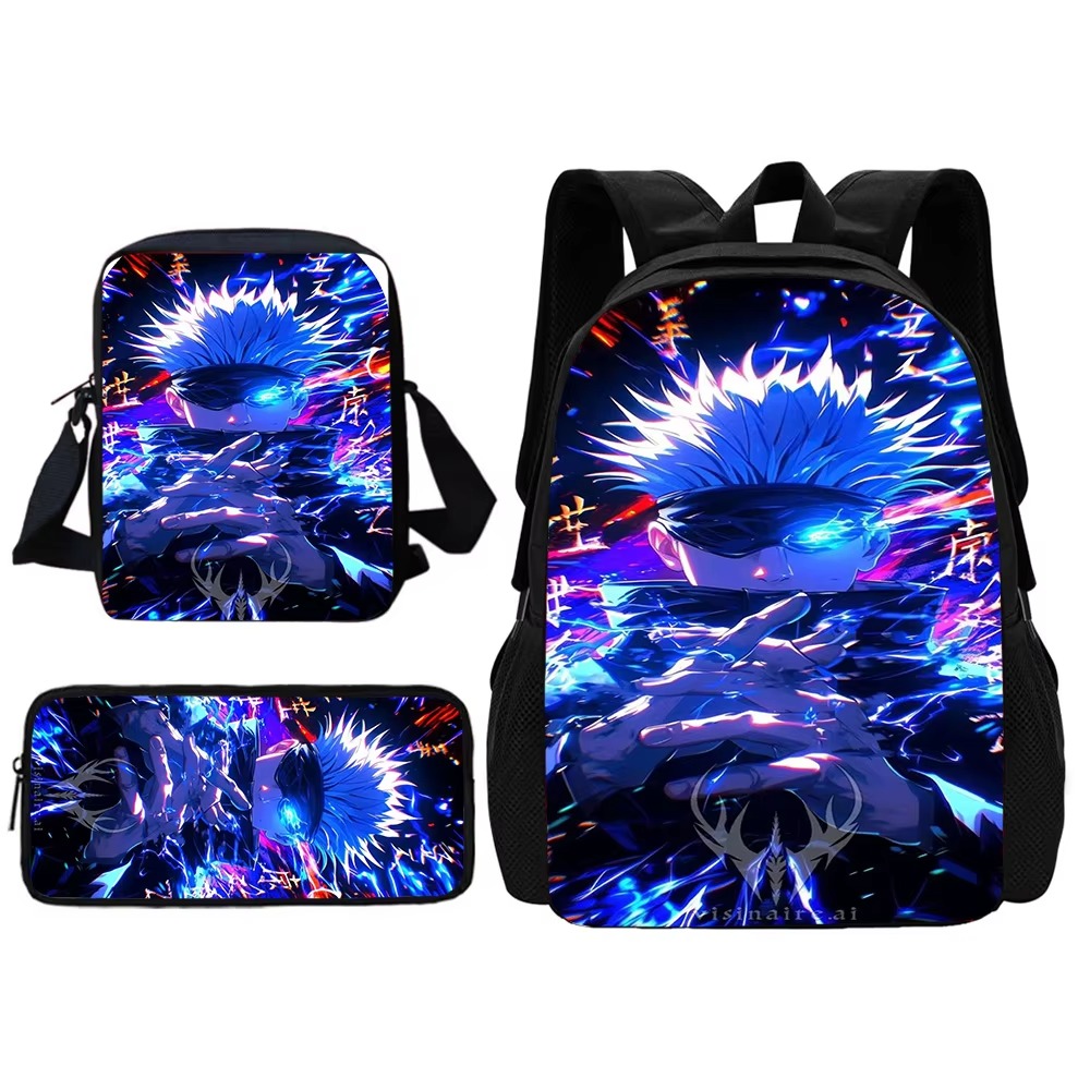 3 pcs set Jujutsu Kaisen Satoru Gojo Backpack With Shoulder Bag Pencil ...