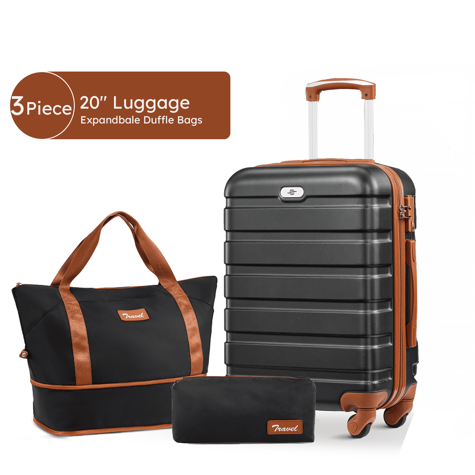 3 pcs travel carryon luggage sets, 20inch carry on luggage for