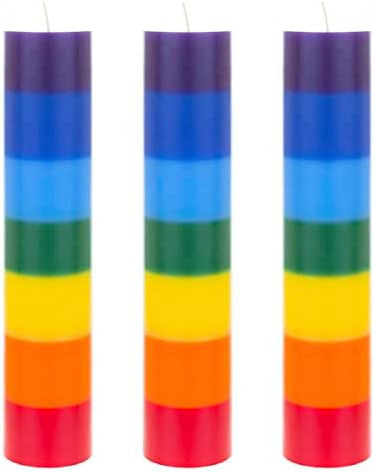 3 pcs unscented multi color chakra round pillar candle, hand poured