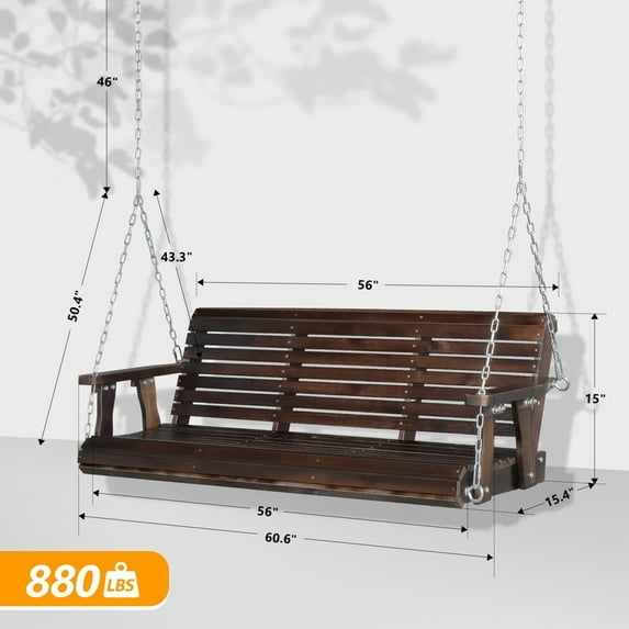 3-person Wood Porch Swing Tan