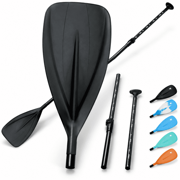 3-piece Adjustable Black Aluminium Fiberglass SUP Paddle for Surfing Water Sports