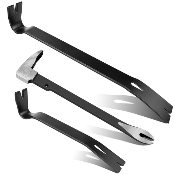 3-piece Bar Set For Home Remodeling - 9" 10" & 15" Flat Bars With Puller Thin Edge Design Trim Baseboard Woodworking