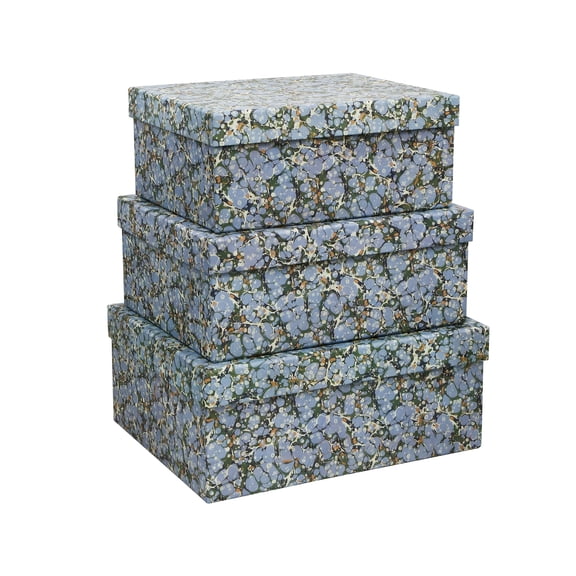 3-piece Decorative Storage Boxes With Lids Artistic Marble Pebble Pattern Cardboard Paperboard Keepsake Box Set Photo & Memory For Home Decor And Modern Organization