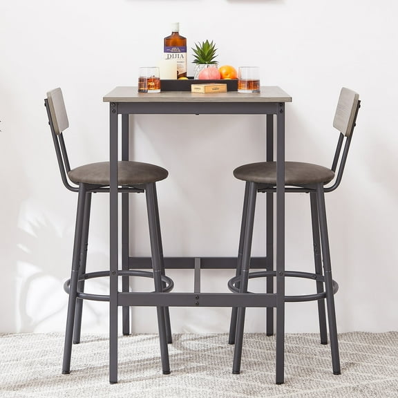 3-piece Dining Table Set,Counter Height Dining Set with Table and 2 Bar Chairs, Modern Small Dining Table Set, Countertop Kitchen Pub Set for Bar/Breakfast Nook/Dining Room/Living Room, JA1655