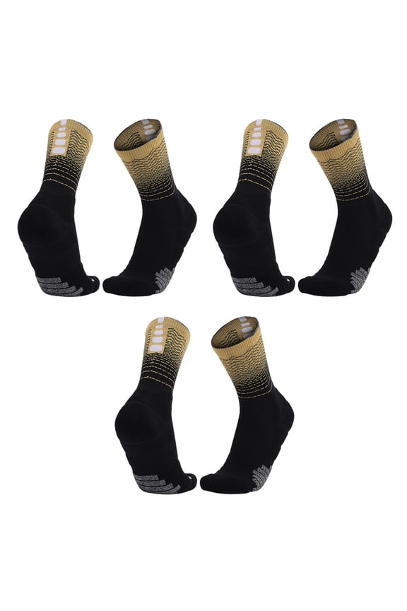 3 piece Elite Basketball socks Buffer sports Outdoor sports socks for men and women,Black gold