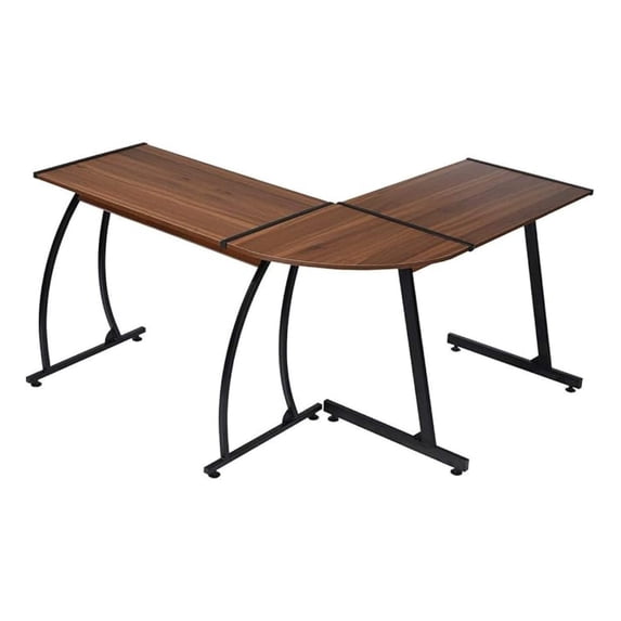 3-piece L-Shaped Corner Computer Table PC Laptop Gaming Desk Home Office Workstation Wood, Brown