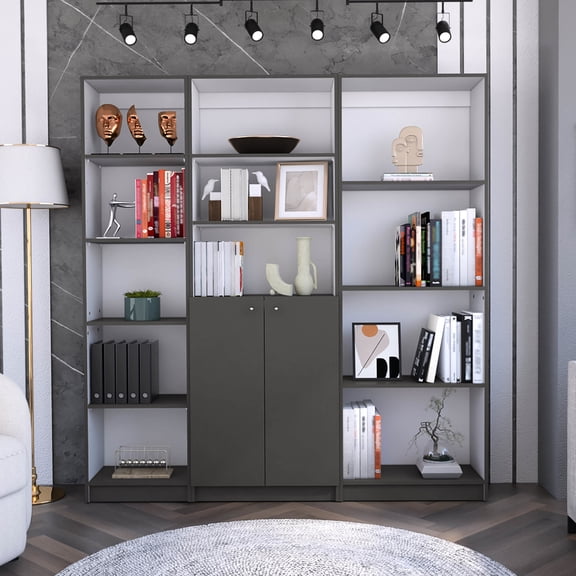 3-piece Living Room Bookcase Set | Comprehensive Storage Solution | Robust Build with Particle Board | Adapt to Contemporary and Traditional Interiors