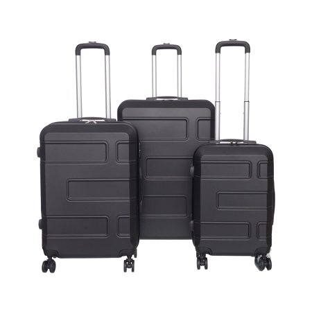 Nicci Deco Plastic 3-Piece Luggage Set Black (CRL010-Blk)