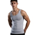 thumbnail image 1 of 3-piece Men's cotton vest 1: 1 fine thread elastic white vest I-shaped men's vest-white+white+black-XXXL, 1 of 1