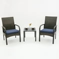 thumbnail image 1 of 3-piece Patio Porch Set, Outdoor Garden Furniture Set: Coffee Side Table & 2 Garden Wicker Chairs, 1 of 8