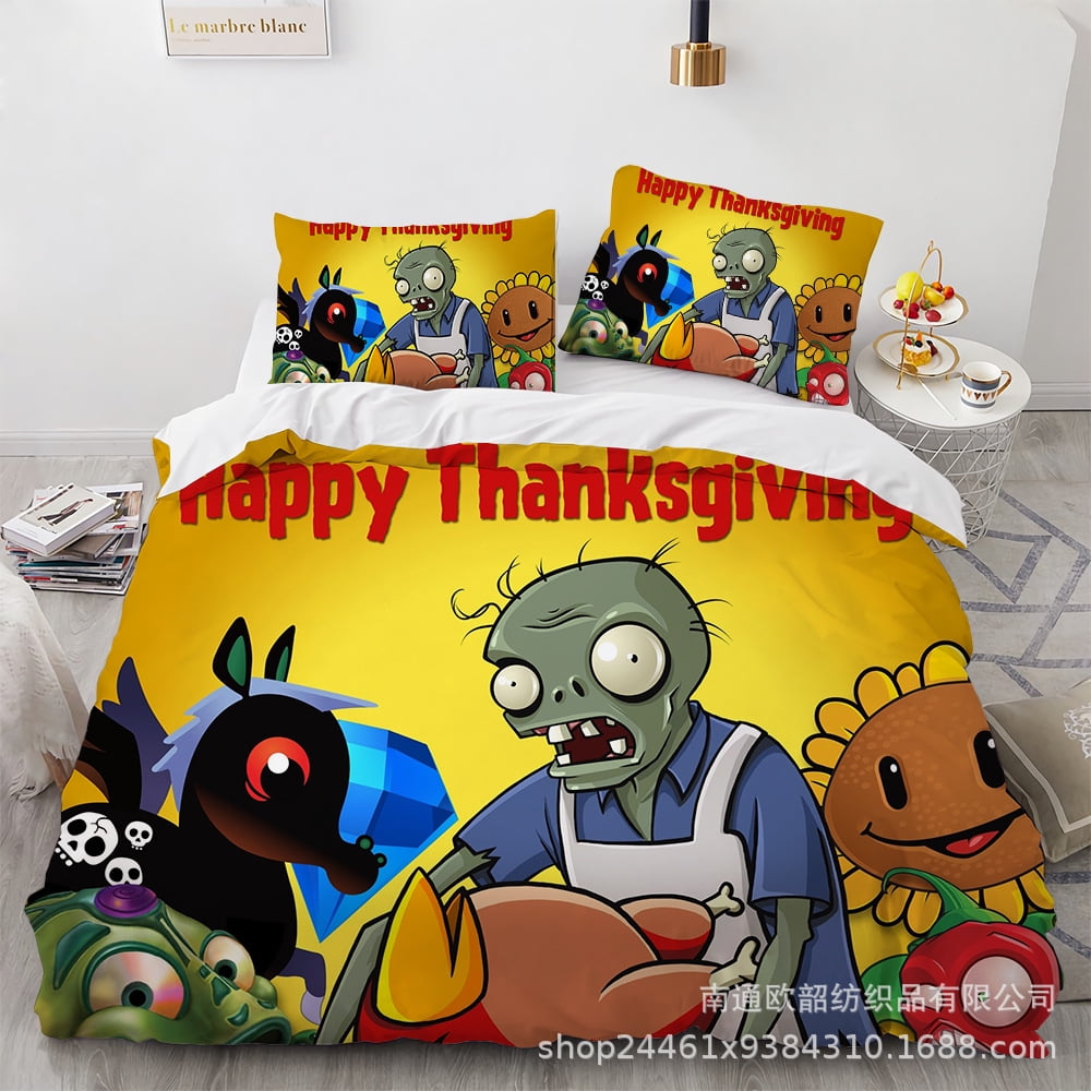 3piece Plants vs. Zombies quilt set digital printing