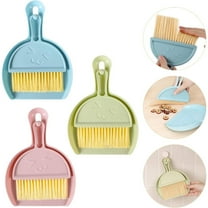3 Pack Small Mini Dustpan and Brush Set, Whisk Broom Dust Pan with Handle, Nesting Tiny Dust Pan with Brush for Cleaning Home, Classroom, Countertop, Keyboard, Car & Pet Nest