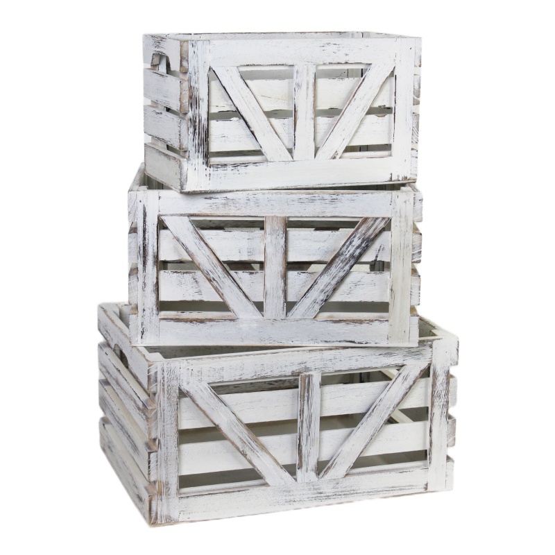 3-piece Set Of Vintage Wooden Storage Baskets For Large, Medium, And Small Sizes, With Storage Frames For Simple Miscellaneous Items. Household Supermarket Display, Fruit And Vegetable Display, And S