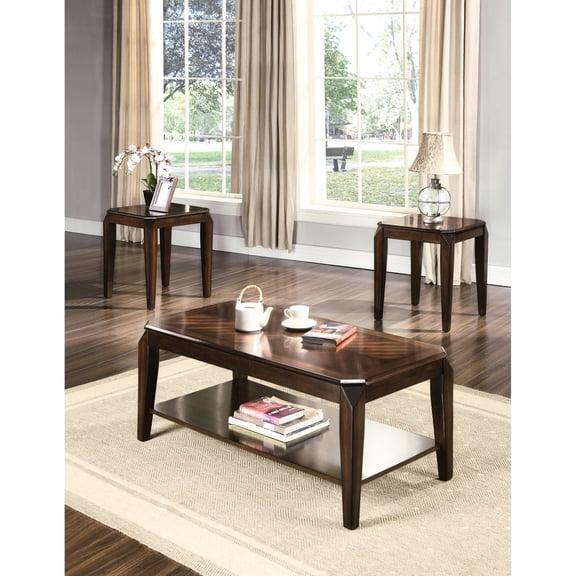 3-piece Set with Walnut Finish for Functional and Elegant Living Room Decor