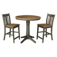 thumbnail image 1 of 3-piece Solid Wood Counter Height Dining Set with 36'' Round Extension Pedestal Table and 2 San Remo Stools in Hickory/Washed coal by International Concepts, 1 of 6