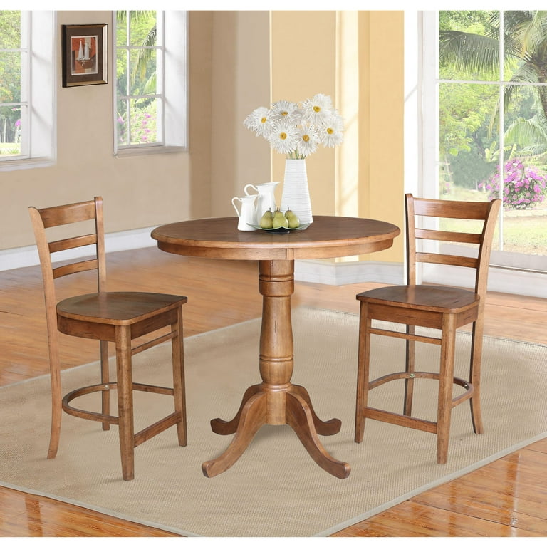 3-piece Solid Wood Counter Height Dining Set with 36'' Round