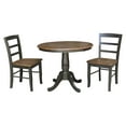 thumbnail image 1 of 3-piece Solid Wood Dining Set with 36'' Round Extension Pedestal Table and 2 Emily Ladder Back Chairs in Hickory/Washed coal by International Concepts, 1 of 6