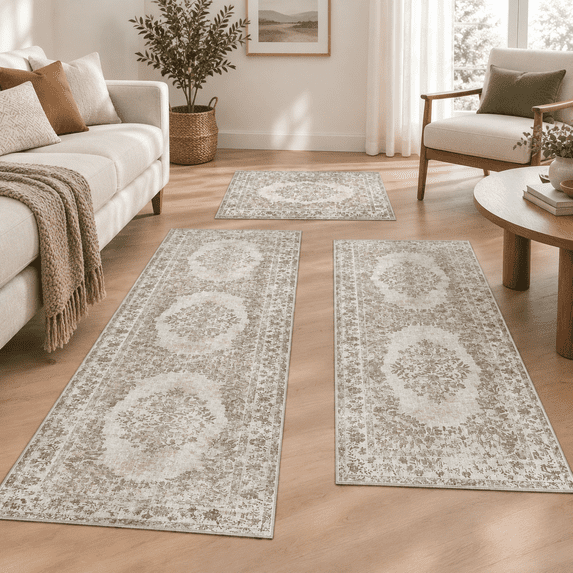 Neutral Colored Rug 3-piece Taupe Neutral Kitchen Rug Set - Walmart.com
