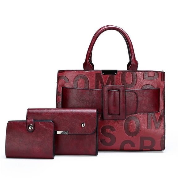 3-piece Women's Monogram Embossed Set, Large Capacity Tote Set, Removable Diagonal Strap