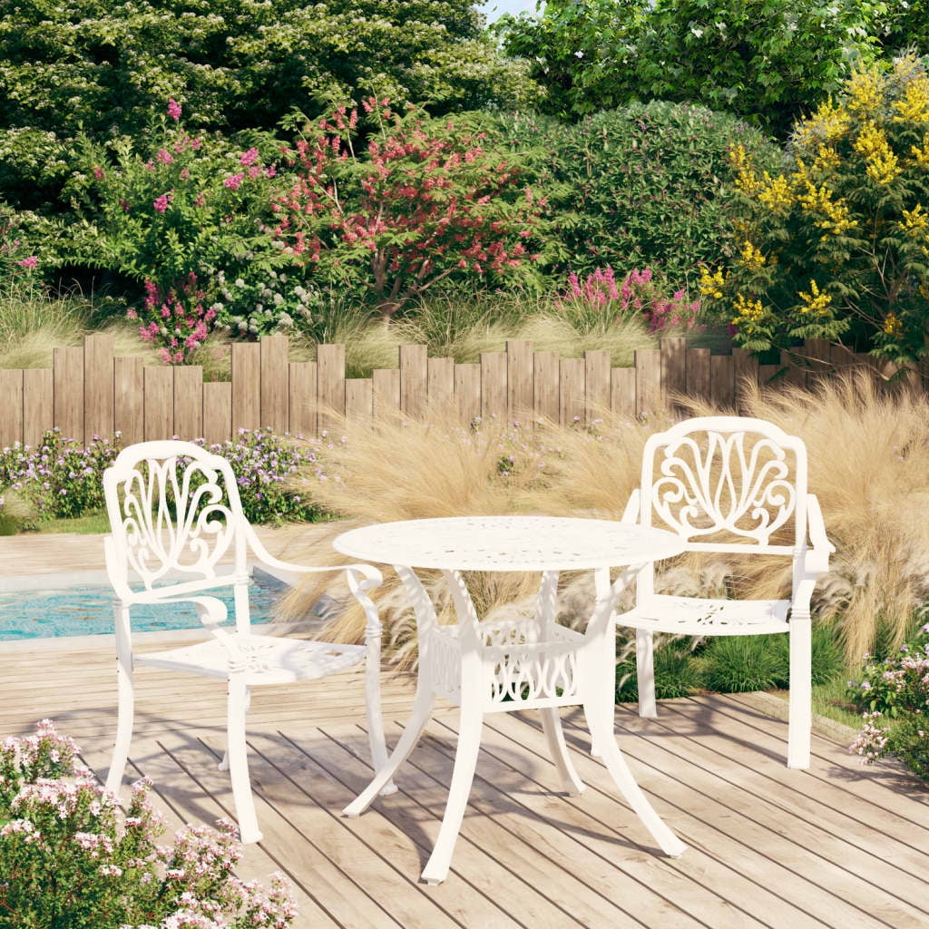 3piece bistro set cast aluminium white
