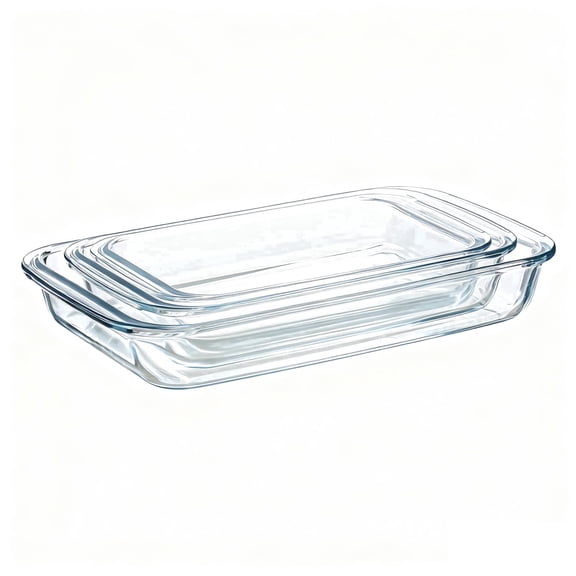 PMSSYPL Borosilicate Glass Rectangular Glass Baking Dish Set, 2.3 Quart, 1.6 Quart, 1.0 Quart, Microwave and Oven Safe (3 Count)