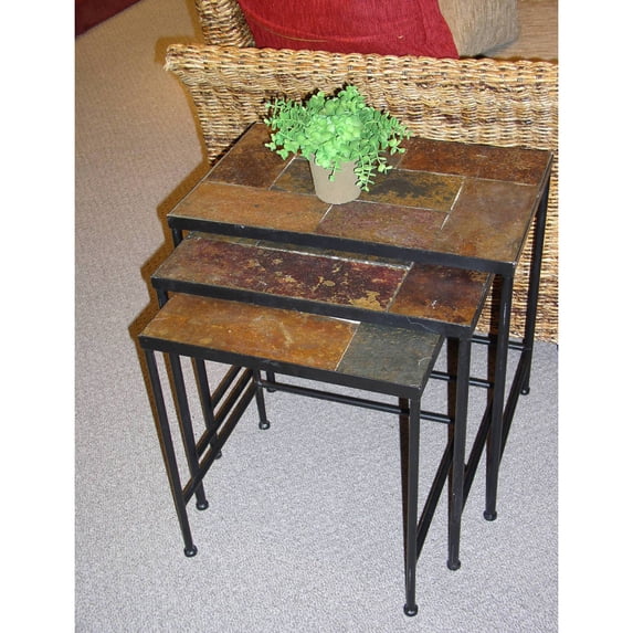 3 piece nesting tables with slate tops