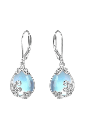 3-piece pack 925 Silver Plated Blue Moonstone Flower Earrings Elegant Wedding & Engagement Jewelry for Women