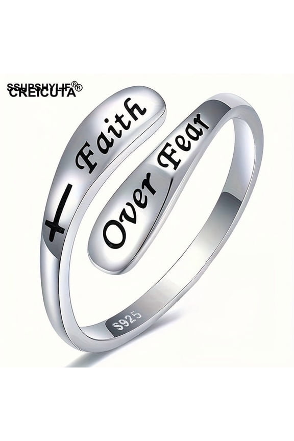 3-piece pack Faith Over Fear Cross Ring  Adjustable Inspirational Christian Jewelry for Women & Men