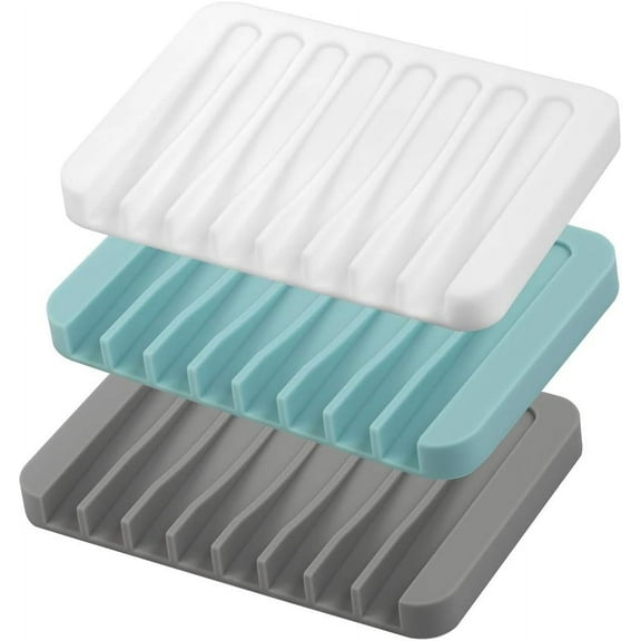3-piece self-draining soap holder, high-quality silicone soap tray