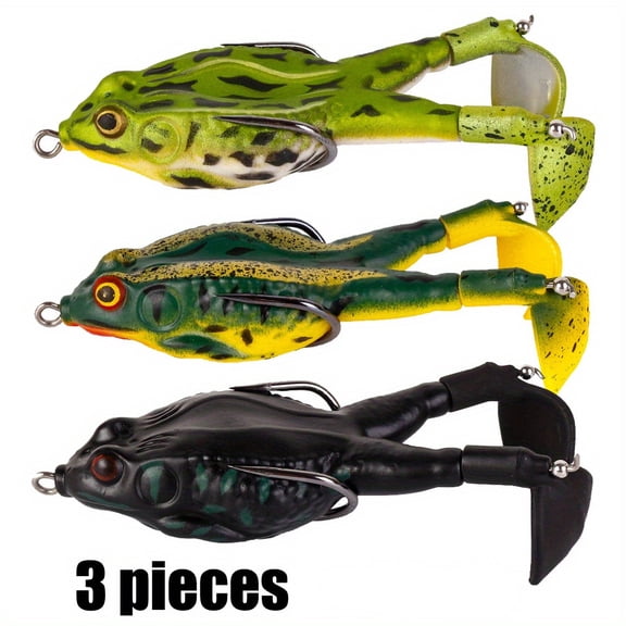 3-piece set of top water frog duck fishing bait, for sea bass - propeller swing bait, with floating rotating tail tractor kit accessories