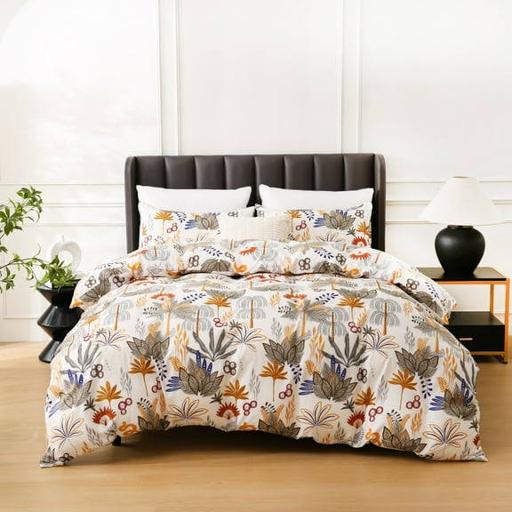 A 3-piece set of retro-style yellow maple leaf down duvet covers for homestays or home use, with a zipper design, creates an autumn atmosphere (one duvet cover + two pillowcases, excluding the quilt)