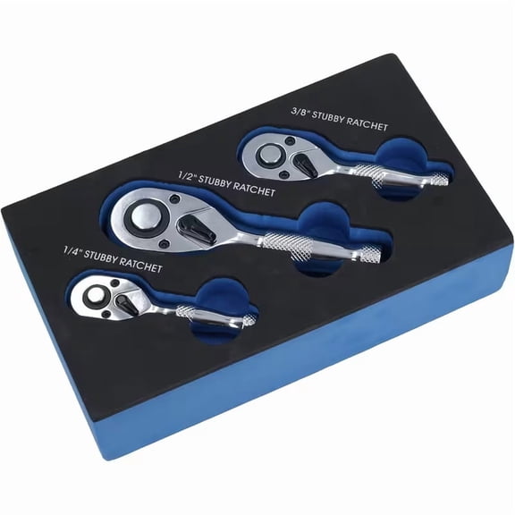 3-piece socket wrench set, 1/4", 3/8", 1/2" drive, 72 teeth, curved handle, Cr-V material, with storage box. Suitable for automotive and mechanical repair tools.