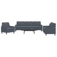 3piece sofa set with cushions dark grey velvet