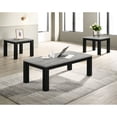 thumbnail image 1 of 3 - piece wooden living room table set in gray black finish rectangular coffee table square end tables for primary space, 1 of 3