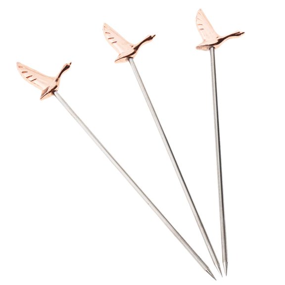 3 pieces Fruit Cocktail Picks Stainless Steel Swizzle Sticks Bar Cafe Stick