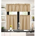 thumbnail image 1 of 3 pieces Kitchen window set 2 Curtain panels linen and 1 Valance Blackout Rod Pocket for Bathroom Home décor WK4 Gold color, 1 of 5