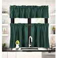 thumbnail image 1 of 3 pieces Kitchen window set 2 Curtain panels linen and 1 Valance Blackout Rod Pocket for Bathroom Home décor WK4 Hunter color, 1 of 5