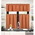 thumbnail image 1 of 3 pieces Kitchen window set 2 Curtain panels linen and 1 Valance Blackout Rod Pocket for Bathroom Home décor WK4 Orange color, 1 of 5