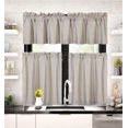 thumbnail image 1 of 3 pieces Kitchen window set 2 Curtain panels linen and 1 Valance Blackout Rod Pocket for Bathroom Home décor WK4 Taupe color, 1 of 5