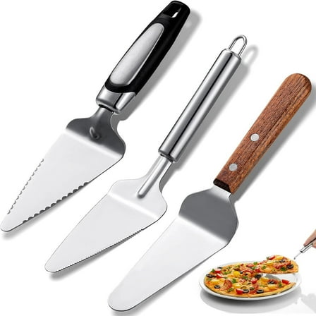 3 pieces Pie Server Set Stainless Steel Pie Spatula Serrated with Comfortable Handle, Easy to Grip for Cutting and Serving Desserts Pizza and Cake