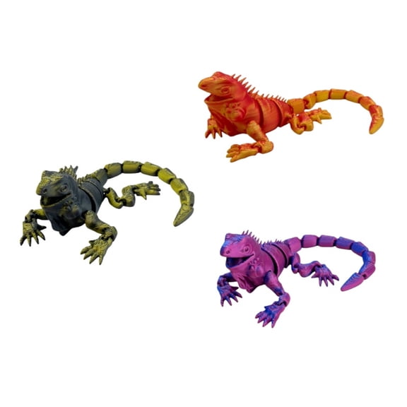 3 pieces of 3D printed lizard with movable joints, suitable for home office holiday decorations and ornamental decoration