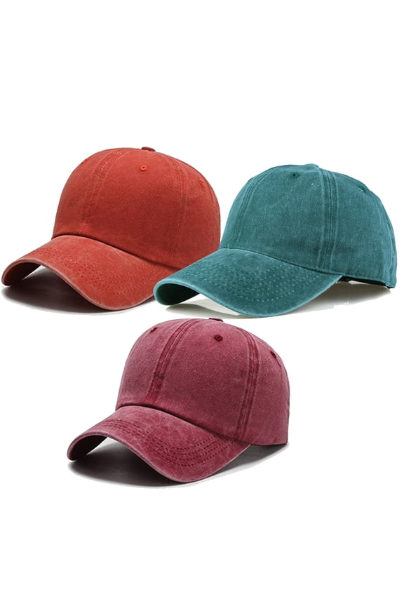 3 pieces of men's personalized street wash denim solid color light plate baseball cap female sun visor cap-style:Mixed style2;