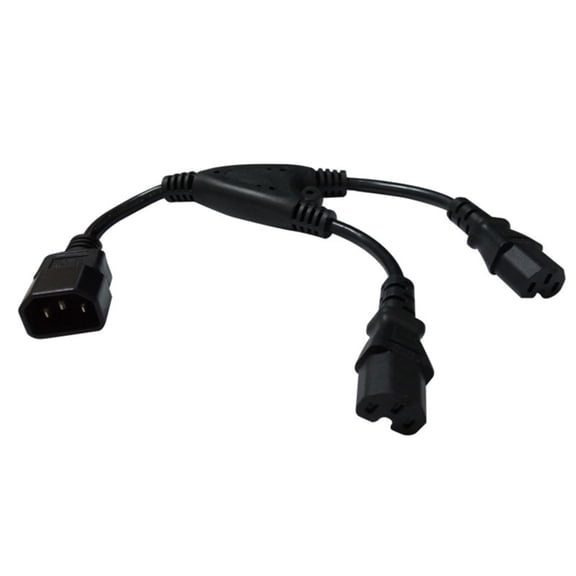3-pin IEC320 C14 Male Plug to Double C15 Female Power Cord Y Splitters Adapter Power Wire Converters Cable Line Black