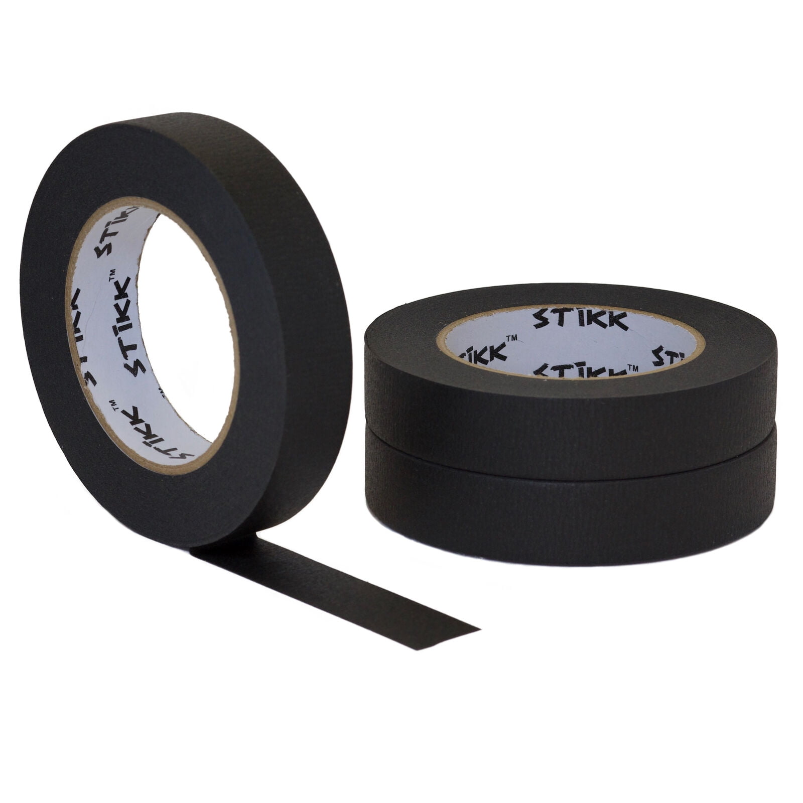 3 pk 1 inch x 60yd STIKK Black Painters Tape 14 Day Easy Removal Trim Edge  Finishing Decorative Marking Masking Tape (.94 in 24MM)