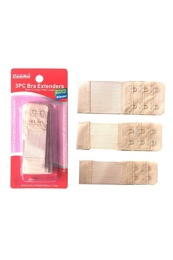 3/pk Bra Extender Elastic Lingerie Extenders 2-Hooks 2 Rows Extension Strap Assorted Size