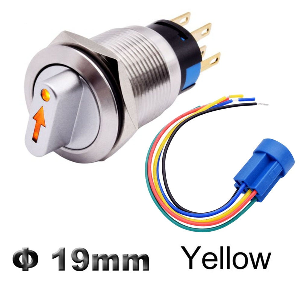 3 Position Metal Selector Rotary Locking Button Switch With 12V
