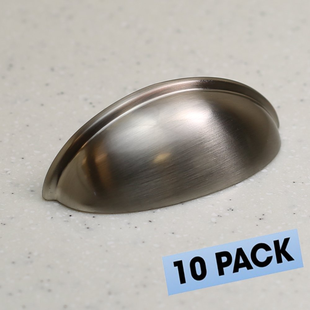 3" Satin Nickel Cup Pull Hardware Bin Drawer Handle (76mm