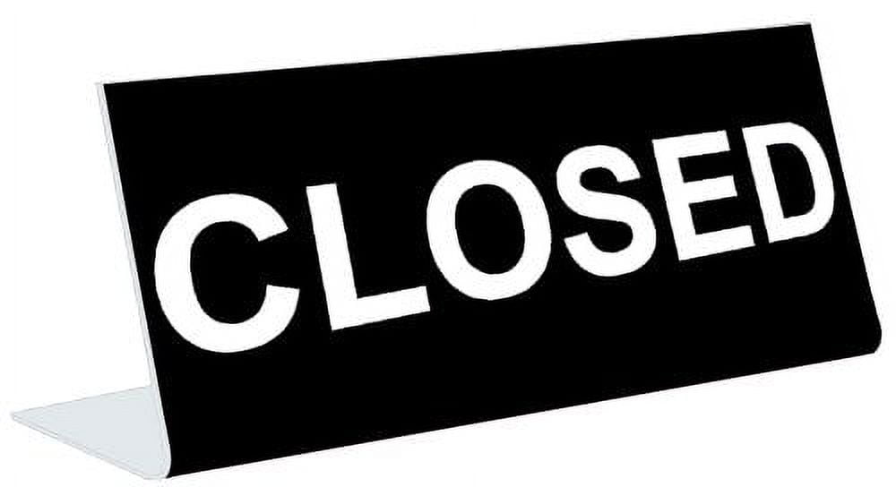 3" x 8" Engraved Tabletop Pedestal Desk Sign CLOSED BLACK / WHITE