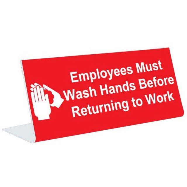 3 Inches X 8 Inches Engraved Tabletop Pedestal Desk SignEmployees Must