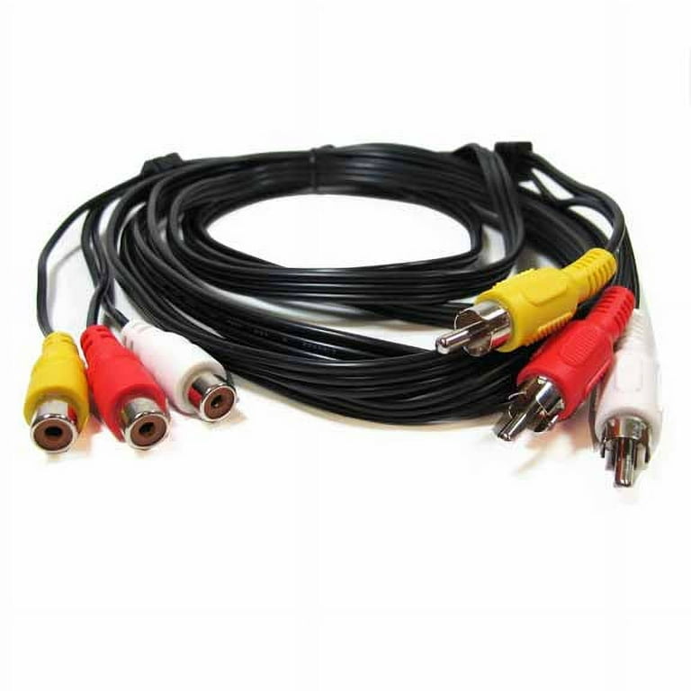 3 rca male to 3 rca female audio video extension cable (15 ft)